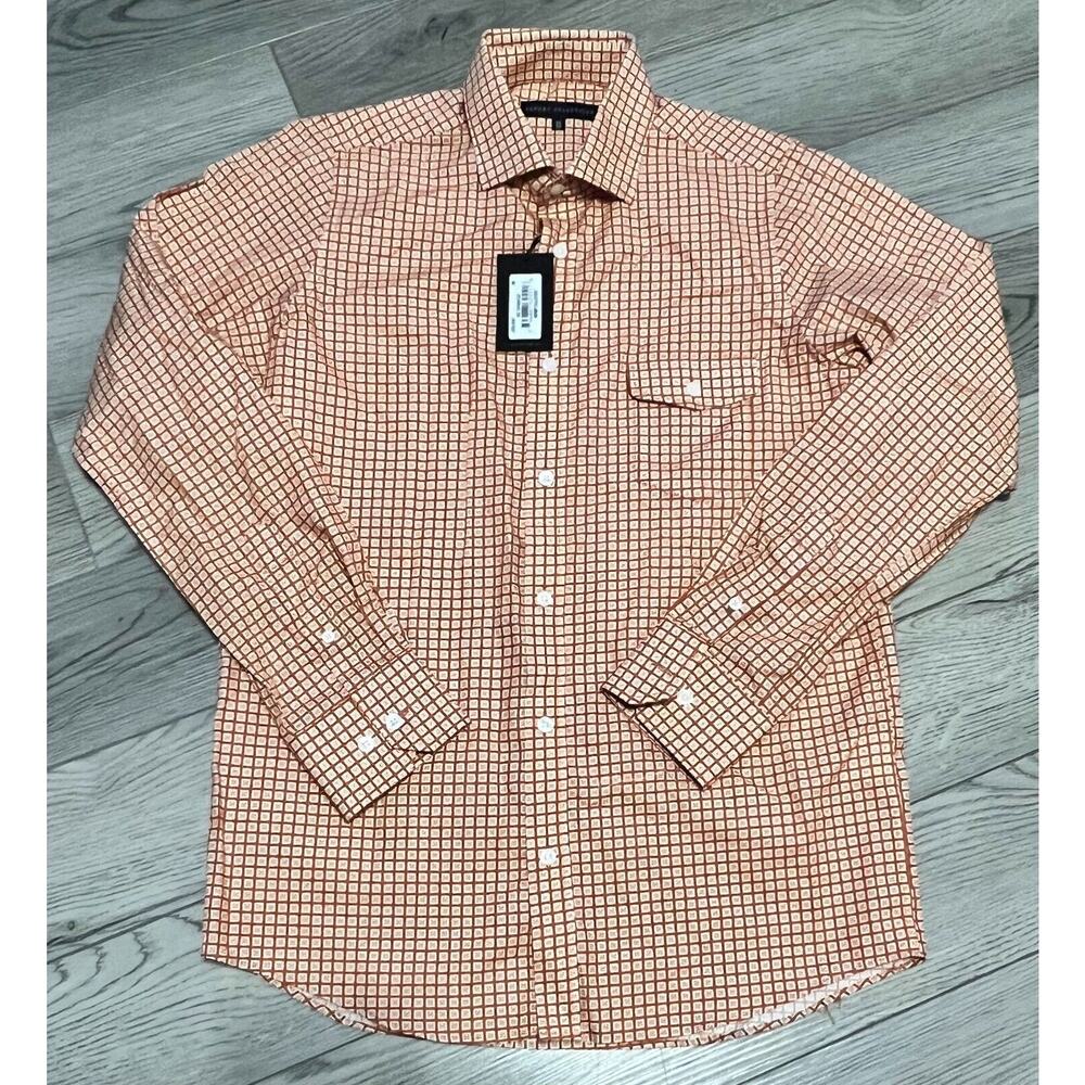 Report Collection "80 Orange" Short Sleeve Button Down Shirt Mens Size M NWT